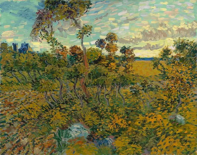 Sunset at Montmajour by Vincent Van Gogh (1888), oil on canvas.