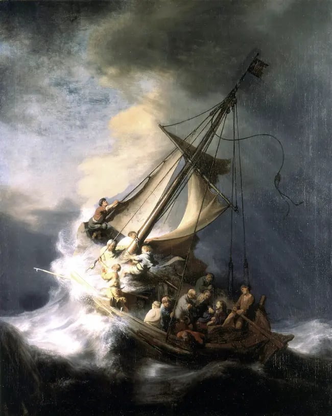 The Storm on the Sea of Galilee by Rembrandt van Rijn (1633), oil on canvas.